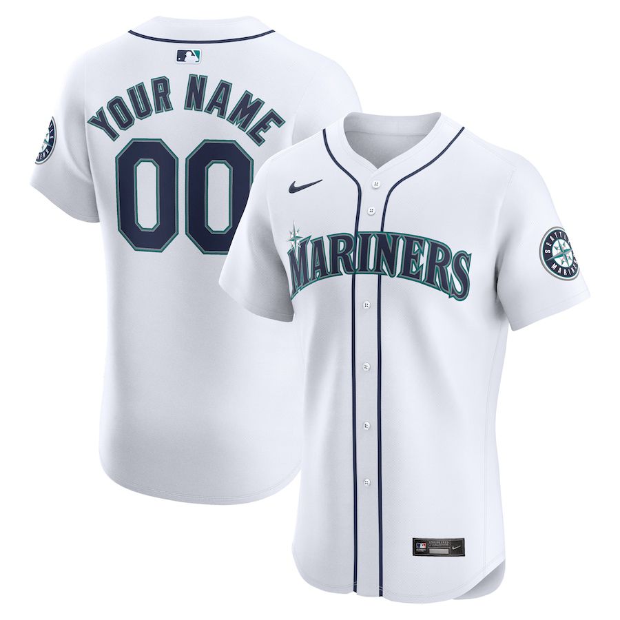 Men Seattle Mariners Nike White Home Elite Custom MLB Jersey->customized mlb jersey->Custom Jersey